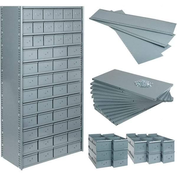 Value Collection - 35.8" Wide, 1 High, Open Shelving Accessory/Component - 21 Gauge Steel, Powder Coat Finish, Use with Bins/Totes - Americas Industrial Supply