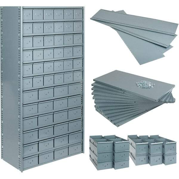 Value Collection - 35.8" Wide, 1 High, Open Shelving Accessory/Component - 21 Gauge Steel, Powder Coat Finish, Use with Bins/Totes - Americas Industrial Supply