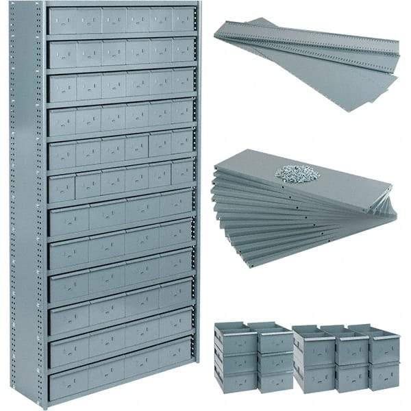 Value Collection - 35.8" Wide, 1 High, Open Shelving Accessory/Component - 21 Gauge Steel, Powder Coat Finish, Use with Bins/Totes - Americas Industrial Supply