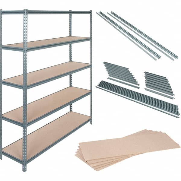 Value Collection - 24" Wide, 18 High, Open Shelving Accessory/Component - 16 Gauge Steel, Powder Coat Finish, Use with Boltless Storage Rack - Americas Industrial Supply