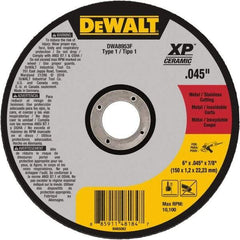 DeWALT - 6" Ceramic Cutoff Wheel - 0.045" Thick, 7/8" Arbor, 10,100 Max RPM, Use with Angle Grinders - Americas Industrial Supply