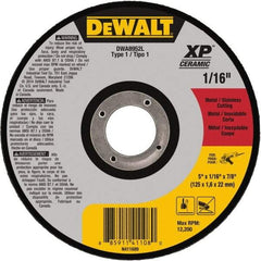 DeWALT - 5" Ceramic Cutoff Wheel - 0.04" Thick, 7/8" Arbor, 12,200 Max RPM, Use with Angle Grinders - Americas Industrial Supply