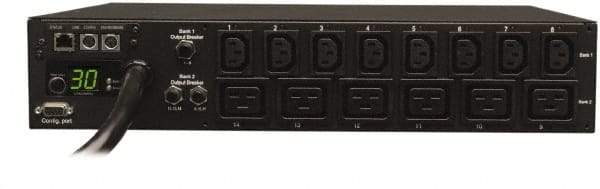 Tripp-Lite - 14 Outlets, 208/240 Volts, 30 Amps, 10' Cord, Power Outlet Strip - Rack Mount, 5-15/20R NEMA Configuration, 19" Strip - Americas Industrial Supply