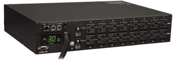 Tripp-Lite - 16 Outlets, 120 VAC30 Amps, 10' Cord, Power Outlet Strip - Rack Mount, 5-15/20R NEMA Configuration, 19" Strip - Americas Industrial Supply