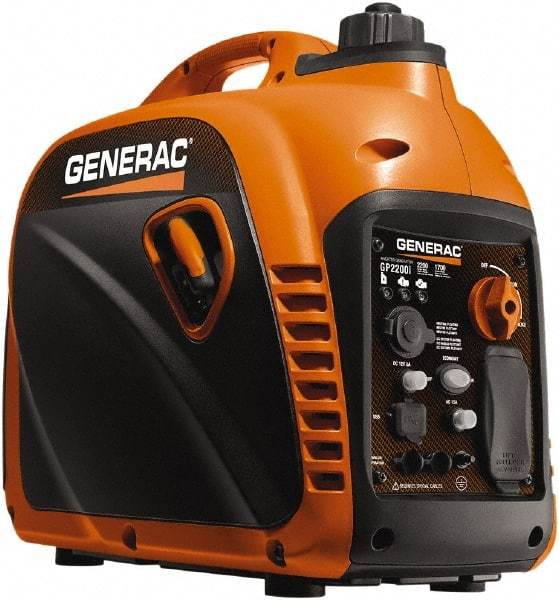 Generac Power - 7 hr Half Load Time, 1 kW, Pull Start, Gasoline Portable Power Generator - 1.2 Gal Tank, 19.7" Long x 11.4" Wide x 17.9" Deep, 80 cc Engine - Americas Industrial Supply