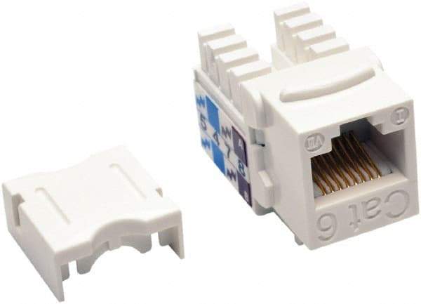 Tripp-Lite - Punch Down Keystone Jack - RJ45 Connector, White, Use with Cat5e Cable - Americas Industrial Supply