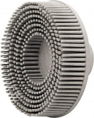 Value Collection - 3" 120 Grit Ceramic Straight Disc Brush - Threaded Hole Connector, 5/8" Trim Length, 1/4-20 Threaded Arbor Hole - Americas Industrial Supply