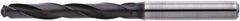 Accupro - 3/8" 135° Solid Carbide Jobber Drill - AlTiN Finish, Right Hand Cut, Spiral Flute, Straight Shank, 103mm OAL - Americas Industrial Supply