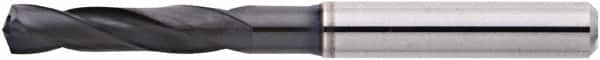 Accupro - 3/8" 135° Spiral Flute Solid Carbide Screw Machine Drill Bit - AlTiN Finish, Right Hand Cut, 46mm Flute Length, 89mm OAL, Straight Shank, Through Coolant - Americas Industrial Supply