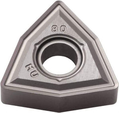 Kyocera - WNMG432 MU Grade PR005S Carbide Turning Insert - Megacoat Hard Finish, 80° Trigon, 1/2" Inscr Circle, 3/16" Thick, 1/32" Corner Radius - Americas Industrial Supply