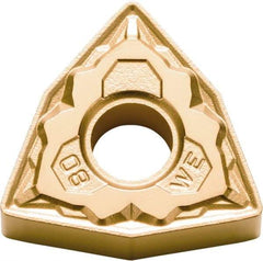 Kyocera - WNMG433 WE Grade PV720 Cermet Turning Insert - Megacoat Nano Finish, 80° Trigon, 1/2" Inscr Circle, 3/16" Thick, 3/64" Corner Radius - Americas Industrial Supply