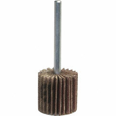 Norton - 3" Diam x 1/2" Face Width, Coarse Aluminum Oxide Coated Mounted Flap Wheel - 1/4" Shank Mount, 60 Grit, Y Weighted Cloth Backing, 20,000 Max RPM - Americas Industrial Supply