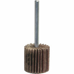 Norton - 1" Diam x 5/8" Face Width, Coarse Aluminum Oxide Coated Mounted Flap Wheel - 1/4" Shank Mount, 60 Grit, Y Weighted Cloth Backing, 30,000 Max RPM - Americas Industrial Supply