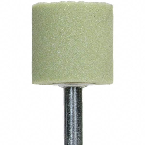 Norton - 2" Head Diam x 1/2" Thickness, W189, Cylinder End, Ceramic Mounted Point - Green, Extra Coarse Grade, 36 Grit, 24,000 RPM - Americas Industrial Supply