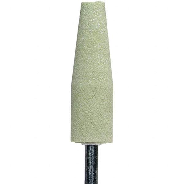 Norton - 2-1/2" Head Diam x 3/4" Thickness, A1, Cone End, Ceramic Mounted Point - Green, Extra Coarse Grade, 36 Grit, 19,800 RPM - Americas Industrial Supply