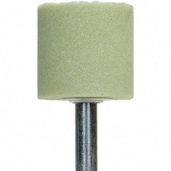 Norton - 1-1/4" Head Diam x 3/8" Thickness, W179, Cylinder End, Ceramic Mounted Point - Green, Extra Coarse Grade, 36 Grit, 20,415 RPM - Americas Industrial Supply
