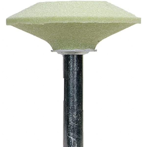 Norton - 5/8" Head Diam x 1-7/8" Thickness, A36, Wheel Tapered Edge End, Ceramic Mounted Point - Green, Extra Coarse Grade, 36 Grit, 23,520 RPM - Americas Industrial Supply