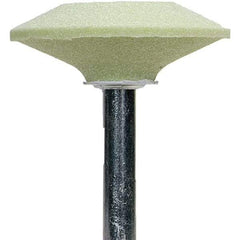 Norton - 5/8" Head Diam x 1-7/8" Thickness, A36, Wheel Tapered Edge End, Ceramic Mounted Point - Green, Extra Coarse Grade, 36 Grit, 23,520 RPM - Americas Industrial Supply