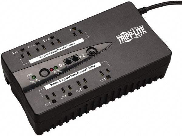 Tripp-Lite - 15 Amp, 550 VA, Flat Pack Mount Standby Backup Uninterruptible Power Supply - Backup 3-1/2 min with Full Load & 10 min with Half Load, 120 VAC Input & Output, 300 Watt Output, 1 Phases, 6 Outlets - Americas Industrial Supply