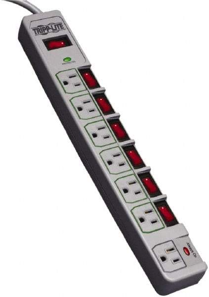 Tripp-Lite - 7 Outlets, 120 VAC15 Amps, 8' Cord, Power Outlet Strip - Floor, Keyhole Mount, 5-15 NEMA Configuration, 15" Strip - Americas Industrial Supply