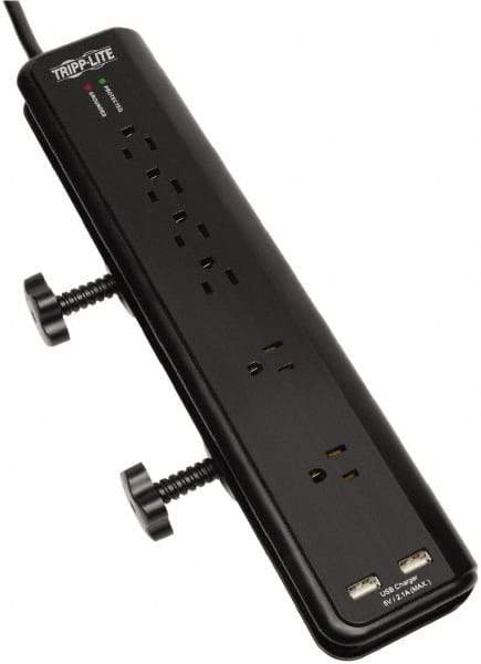 Tripp-Lite - 6 Outlets, 120 VAC15 Amps, 6' Cord, Power Outlet Strip - Floor, Keyhole Mount, 5-15 NEMA Configuration, 2-1/2" Strip - Americas Industrial Supply