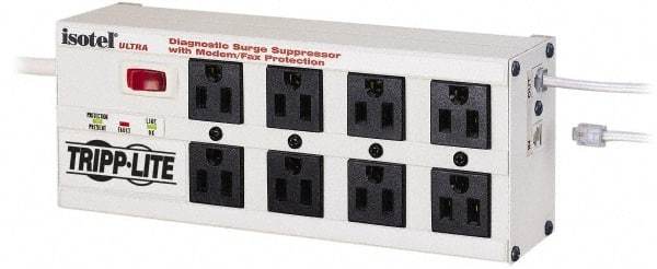 Tripp-Lite - 8 Outlets, 120 VAC15 Amps, 10' Cord, Power Outlet Strip - Floor, Keyhole Mount, 5-15 NEMA Configuration, 3-1/2" Strip - Americas Industrial Supply