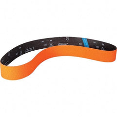 Norton - 2-1/2" Wide x 60" OAL, 100 Grit, Ceramic Abrasive Belt - Ceramic, Coated, Y Weighted Cloth Backing - Americas Industrial Supply