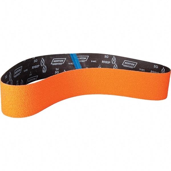 Norton - 4" Wide x 60" OAL, 120 Grit, Ceramic Abrasive Belt - Ceramic, Coated, Y Weighted Cloth Backing - Americas Industrial Supply