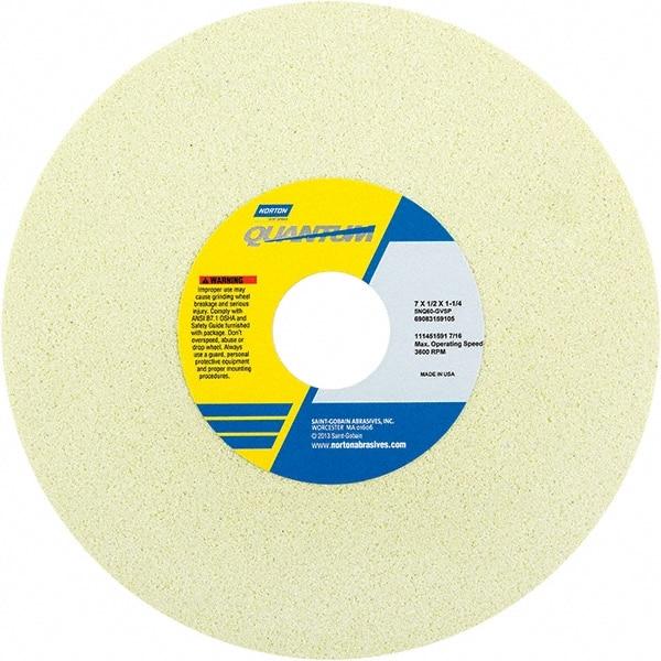 Norton - 7" Diam x 1-1/4" Hole x 1/2" Thick, J Hardness, 46 Grit Surface Grinding Wheel - Ceramic, Type 1, Coarse Grade, 3,600 Max RPM - Americas Industrial Supply