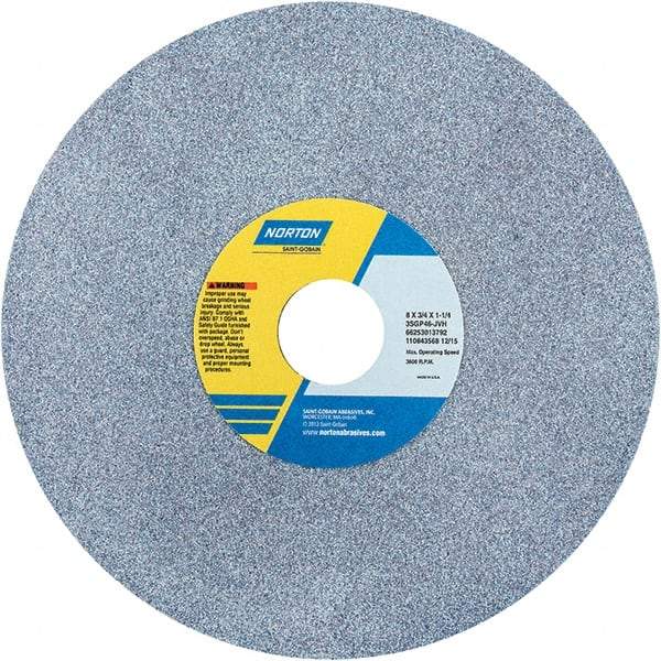 Norton - 8" Diam x 1-1/4" Hole x 3/4" Thick, J Hardness, 46 Grit Surface Grinding Wheel - Ceramic, Type 1, Coarse Grade, 3,600 Max RPM - Americas Industrial Supply