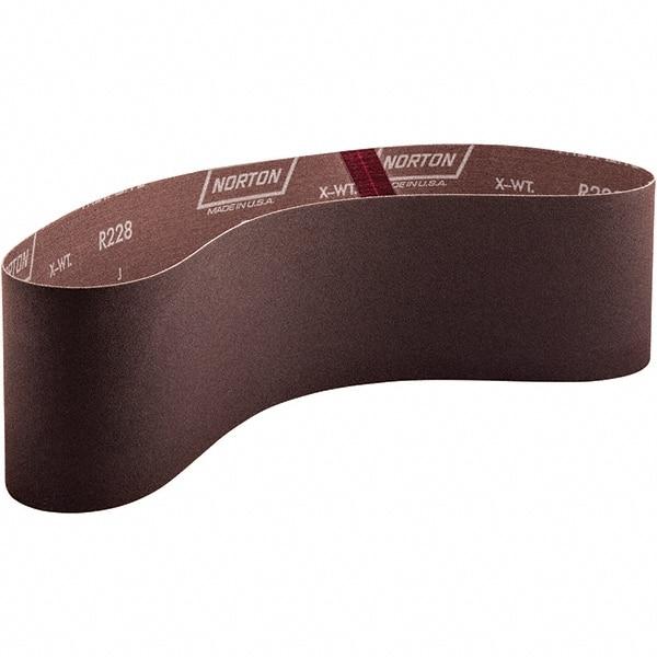 Norton - 4" Wide x 36" OAL, 120 Grit, Aluminum Oxide Abrasive Belt - Aluminum Oxide, Coated, X Weighted Cloth Backing - Americas Industrial Supply