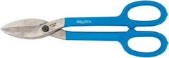 Channellock - 3" Length of Cut, Straight Pattern Tinner's Snip - 12.6" OAL, Dipped Vinyl Handle, High Carbon Steel Blade - Americas Industrial Supply