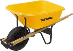 True Temper - 6 Cu Ft Capacity Wheelbarrow with 16" Pneumatic Wheel - Hardwood Handle, 60" Long x 30" Wide x 27" High, Yellow - Americas Industrial Supply