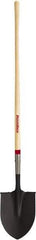 Razor-Back - 11-1/2" High x 9" Wide Round Steel Shovel - 48" Long Wood Straight Handle, Rolled - Americas Industrial Supply