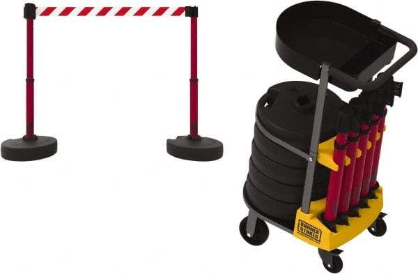 Banner Stakes - 42-1/2" High Plastic Pedestrian Barrier - 15' Long Rope - Americas Industrial Supply