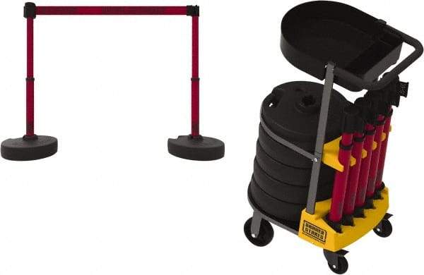 Banner Stakes - 42-1/2" High Plastic Pedestrian Barrier - 15' Long Rope - Americas Industrial Supply