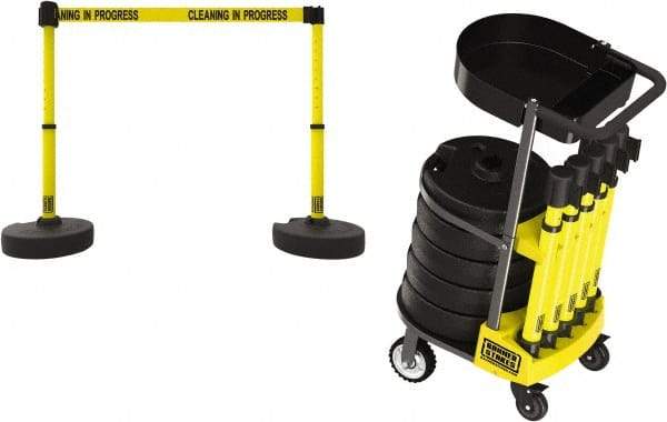 Banner Stakes - 42-1/2" High Plastic Pedestrian Barrier - 15' Long Rope - Americas Industrial Supply