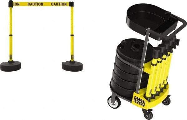 Banner Stakes - 42-1/2" High Plastic Pedestrian Barrier - 15' Long Rope - Americas Industrial Supply