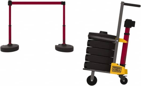 Banner Stakes - 42-1/2" High Plastic Pedestrian Barrier - 15' Long Rope - Americas Industrial Supply