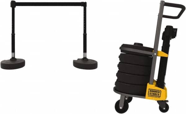 Banner Stakes - 42-1/2" High Plastic Pedestrian Barrier - 15' Long Rope - Americas Industrial Supply