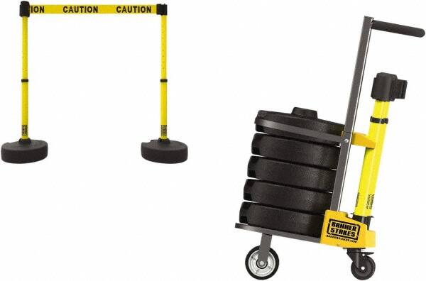 Banner Stakes - 42-1/2" High Plastic Pedestrian Barrier - 15' Long Rope - Americas Industrial Supply