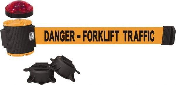 Banner Stakes - 7" High x 30' Long x 2" Wide Magnetic Wall Mount Barrier - Plastic & Polyester, Matte Finish, Orange, Used As Is - Americas Industrial Supply