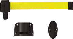 Banner Stakes - 6.61" High x 15' Long x 2" Wide Wall Mount Barrier - Plastic & Polyester, Matte Finish, Yellow, Used As Is - Americas Industrial Supply