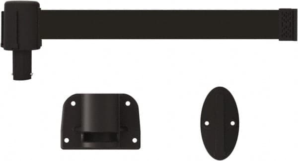 Banner Stakes - 6.61" High x 15' Long x 2" Wide Wall Mount Barrier - Plastic & Polyester, Matte Finish, Black, Used As Is - Americas Industrial Supply
