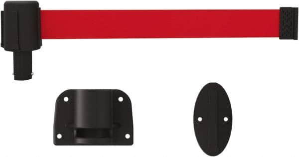 Banner Stakes - 6.61" High x 15' Long x 2" Wide Wall Mount Barrier - Plastic & Polyester, Matte Finish, Red, Used As Is - Americas Industrial Supply