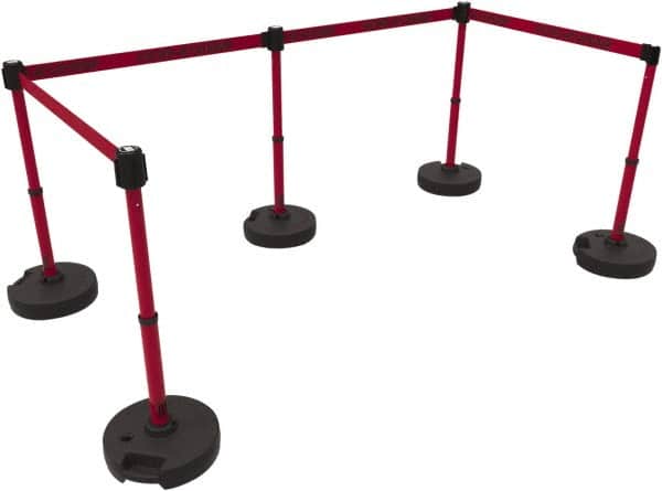 Banner Stakes - 42" High Plastic Pedestrian Barrier - 15' Long Rope - Americas Industrial Supply