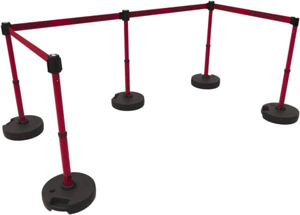 Banner Stakes - 42" High Plastic Pedestrian Barrier - 15' Long Rope - Americas Industrial Supply