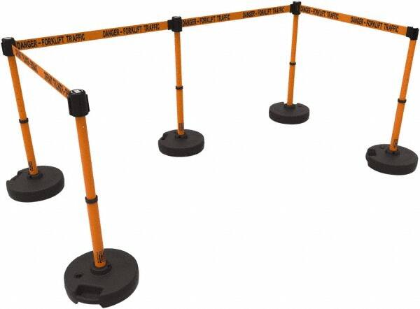 Banner Stakes - 42" High Plastic Pedestrian Barrier - 15' Long Rope - Americas Industrial Supply