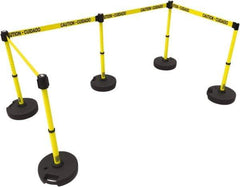 Banner Stakes - 42" High Plastic Pedestrian Barrier - 15' Long Rope - Americas Industrial Supply