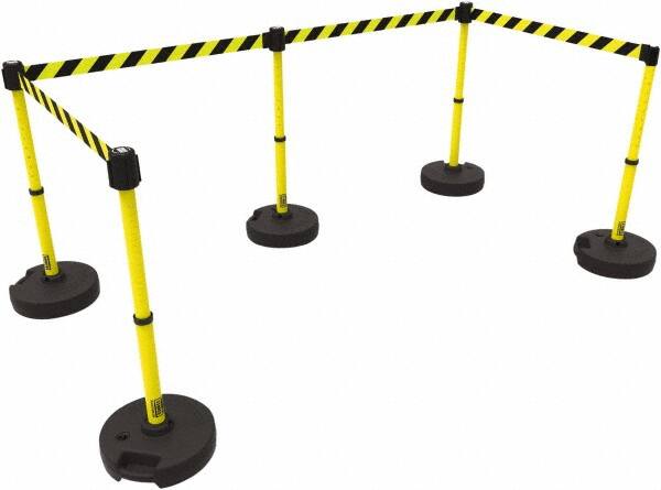 Banner Stakes - 42" High Plastic Pedestrian Barrier - 15' Long Rope - Americas Industrial Supply